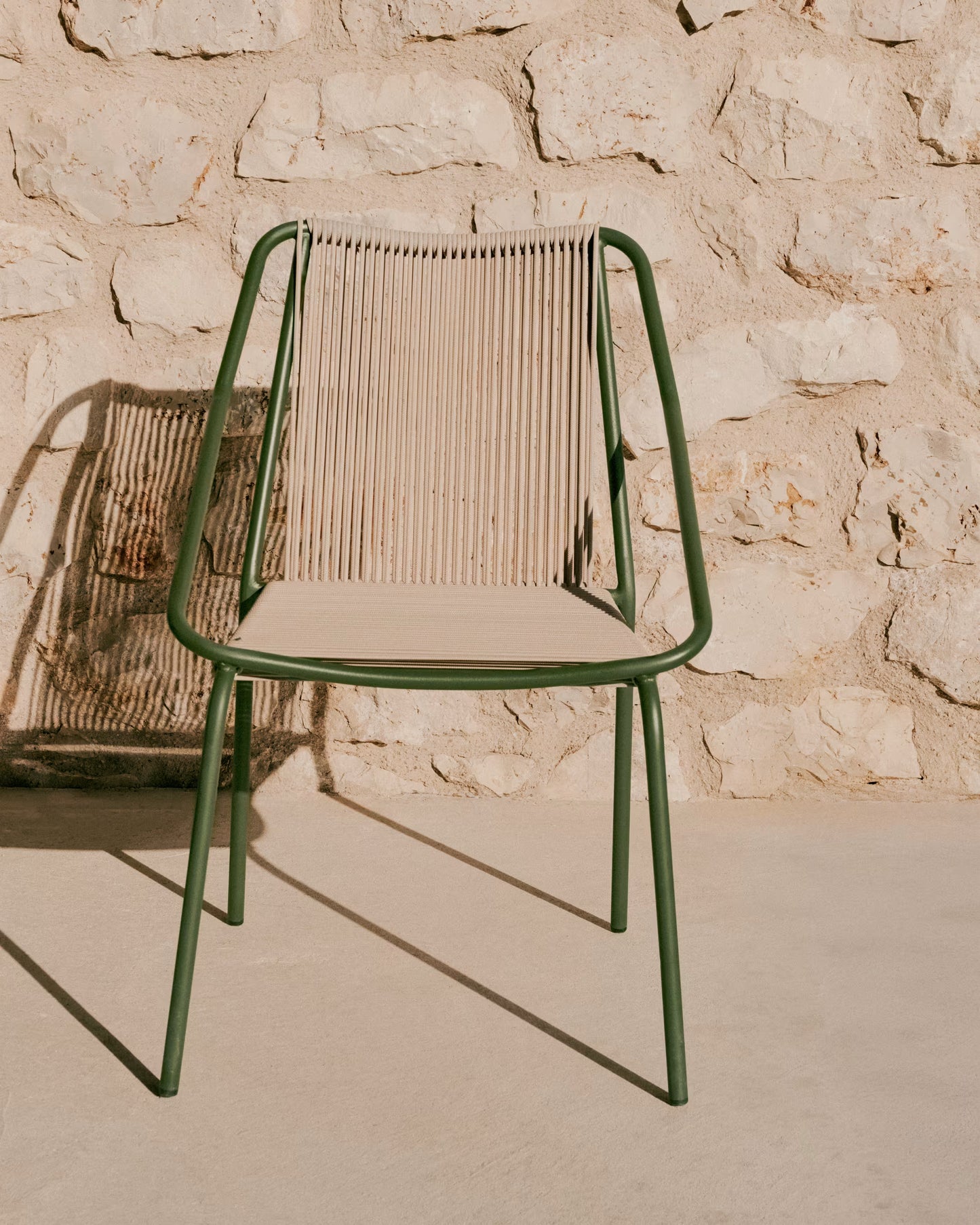 Ecru Rope and Green Steel Chair