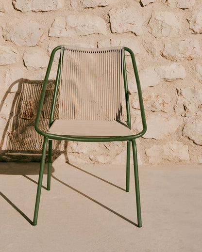Ecru Rope and Green Steel Chair