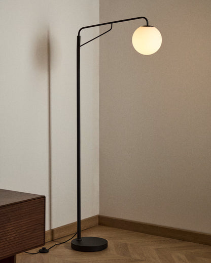 Steel Floor Lamp with Frosted Glass Shad