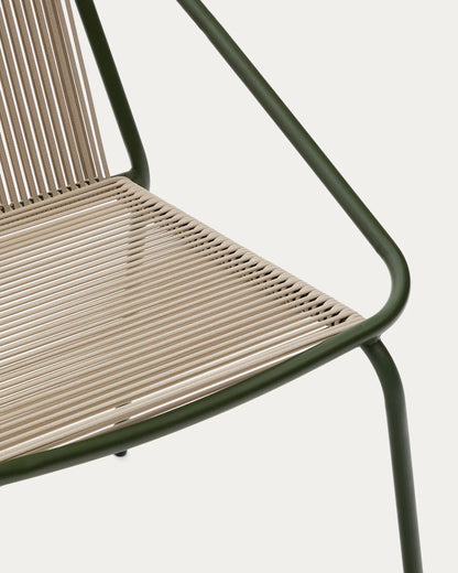Ecru Rope and Green Steel Chair
