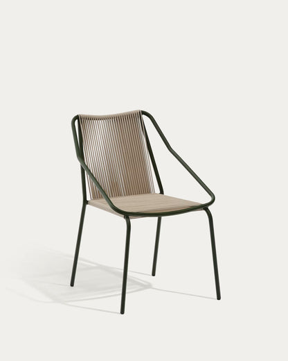 Ecru Rope and Green Steel Chair
