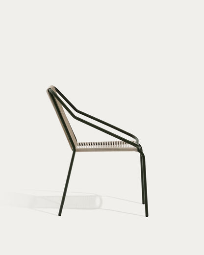Ecru Rope and Green Steel Chair
