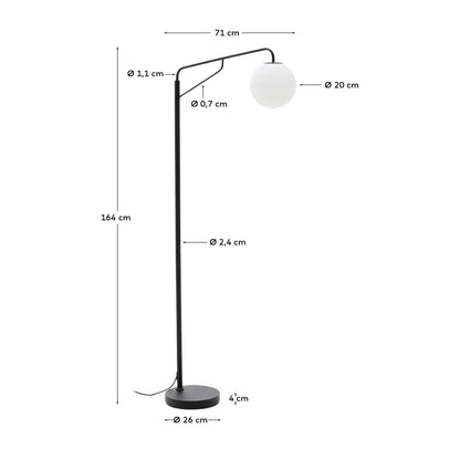 Steel Floor Lamp with Frosted Glass Shad