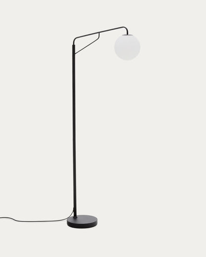 Steel Floor Lamp with Frosted Glass Shad