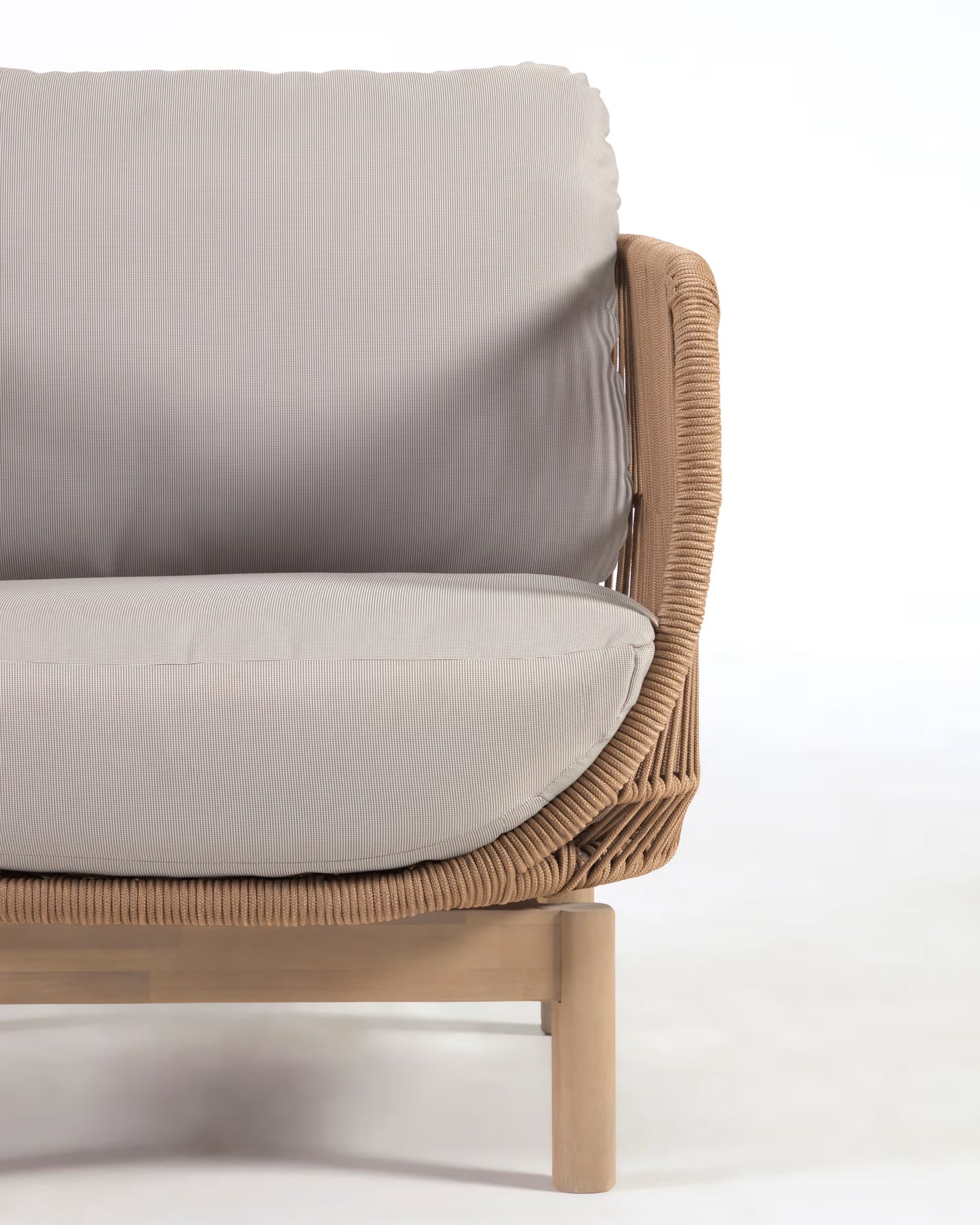 Acacia Wood and Woven Rope Armchair