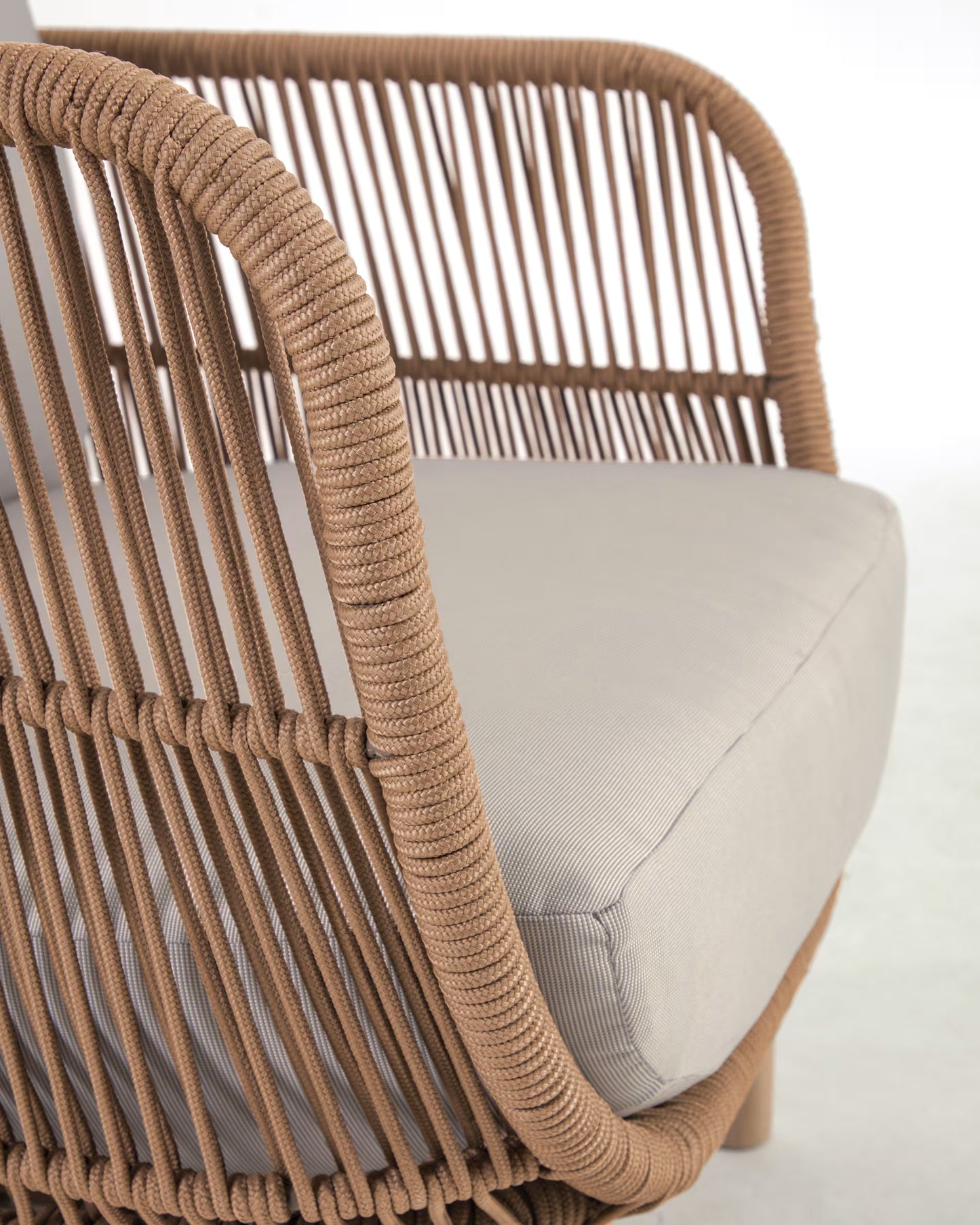 Acacia Wood and Woven Rope Armchair