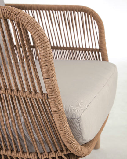 Acacia Wood and Woven Rope Armchair