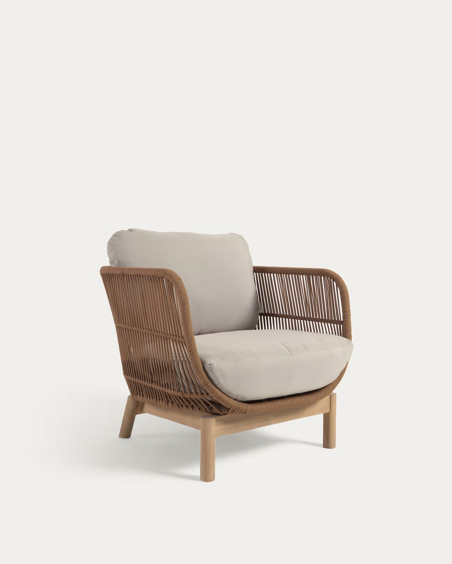 Acacia Wood and Woven Rope Armchair