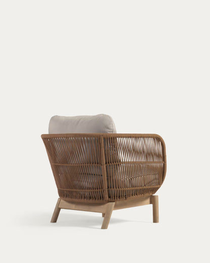 Acacia Wood and Woven Rope Armchair